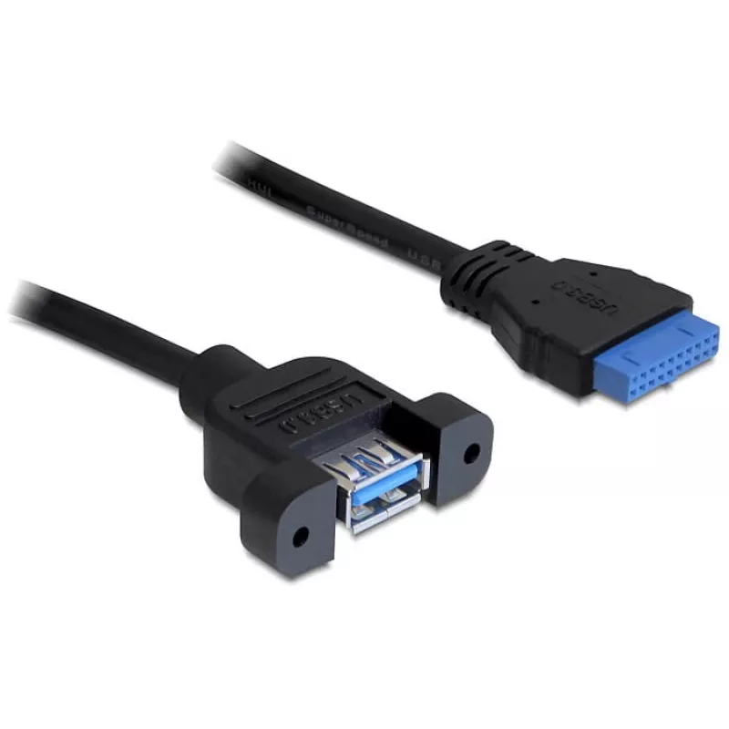 USB 3.0 F/F-kabel DeLOCK 83118 0,5m zwart