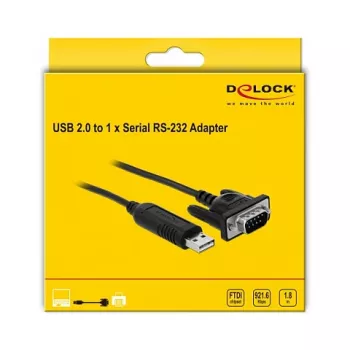 Seriële kabel DeLOCK 66282 zwart 1,8 m RS-232 USB Type-A
