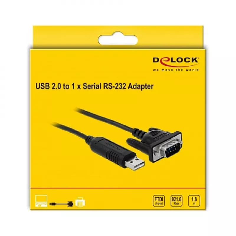 Seriële kabel DeLOCK 66282 zwart 1,8 m RS-232 USB Type-A
