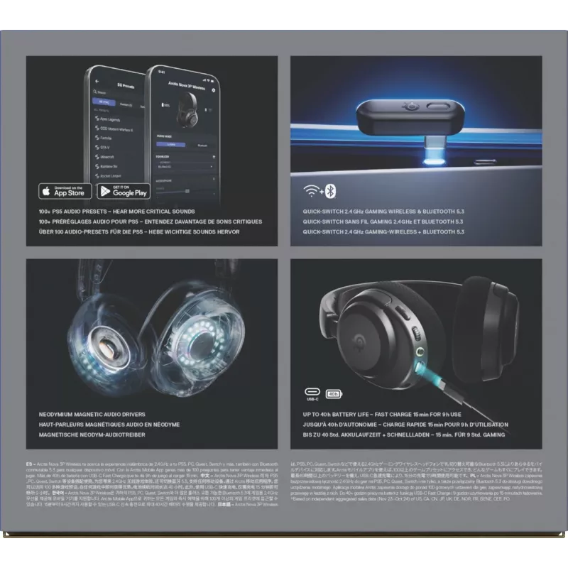 SteelSeries Arctis Nova 3P Wireless draadloze gaming-headset, Bluetooth/2,4 GHz, zwart
