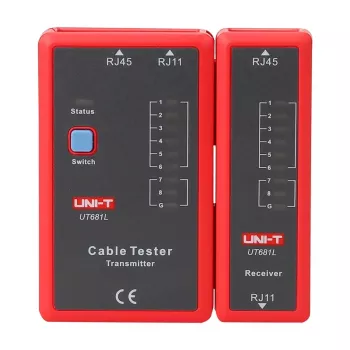 Netwerkkabeltester Unit UT681L voor RJ45- en RJ11-stekkers, doorgangs- en bedradingscontrole