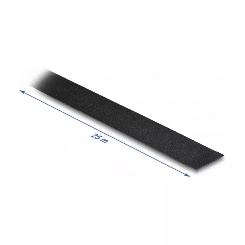 DeLOCK weefband 25 m x 25 mm scheurvast zelfklevend zwart