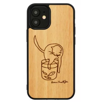 Telefoonhoesje Man and Wood voor iPhone 12 mini — bedrukte kat met rode vis