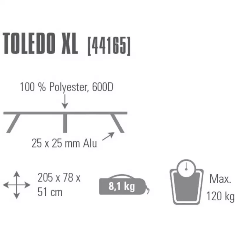 Veldbed Toledo XL 44165, campingbed grijs