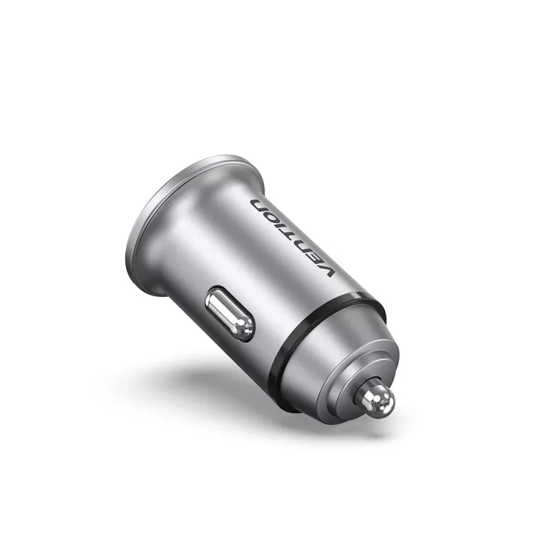 Vention Two-Port USB A+A (30+30) autolader grijs mini-stijl aluminiumlegering type