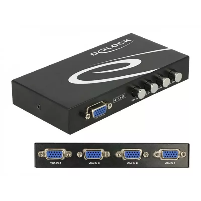 DeLock switch VGA 4 poorts handmatig bidirectioneel - beeldschermschakelaar - 4 x VGA - desktop (87635)