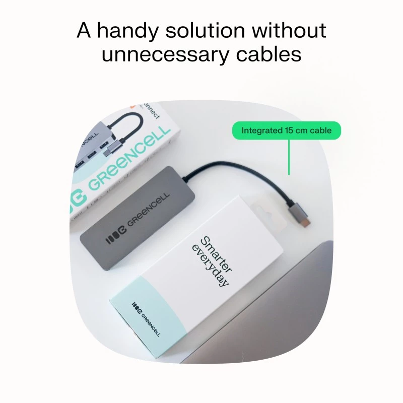 USB-hub Green Cell HUB-GC-C4A — 4-poorts USB-C 3.0-hub