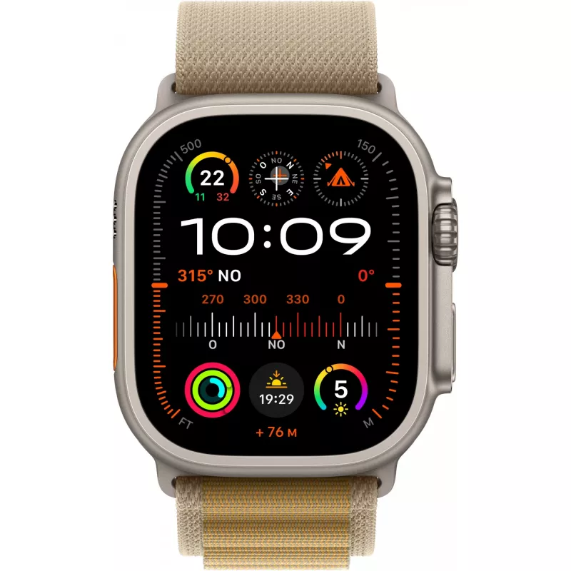 APPLE Watch Ultra 2 GPS + Cellular 49mm Natural Titanium case met Tan Alpine Loop - large
