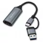USB-C naar USB-A en HDMI 4K 30Hz adapter QOLTEC van aluminium