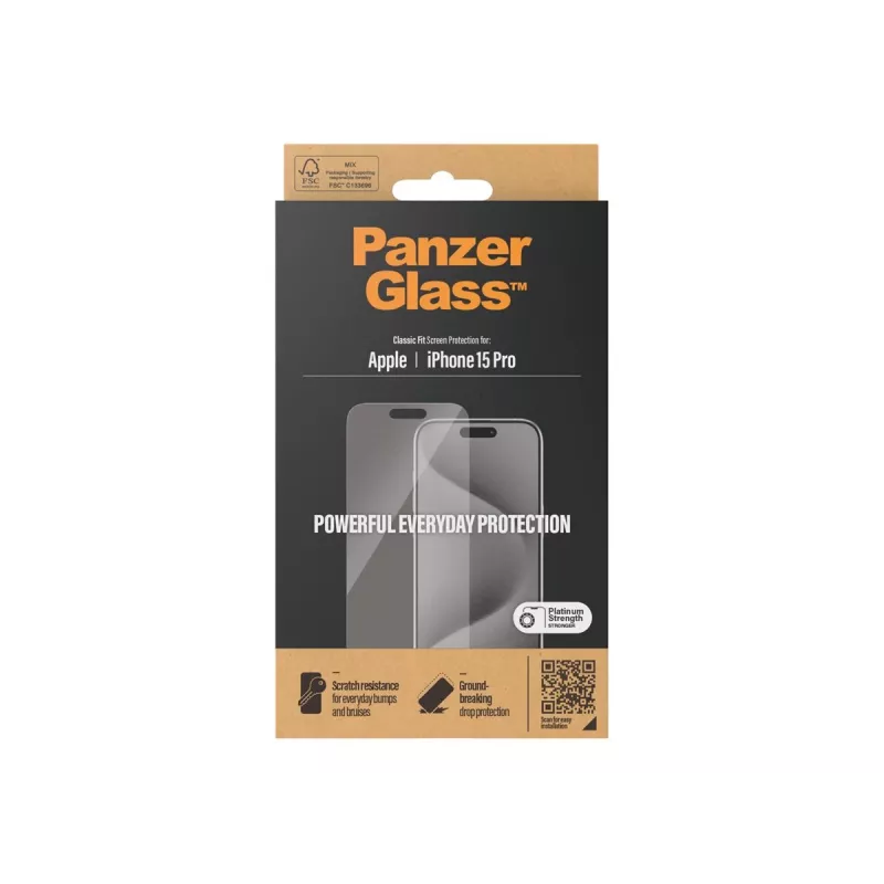 PanzerGlass® displayschermfolie iPhone 15 Pro | Classic Fit