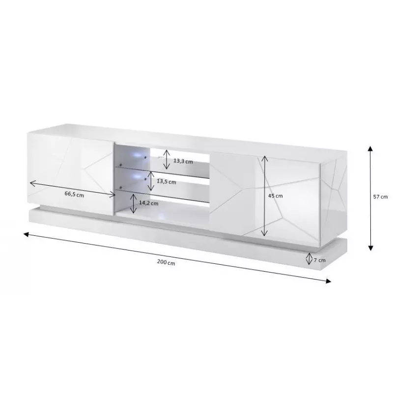 Cama TV-kast QIU 200 MDF wit glanzend/wit glanzend