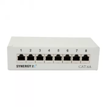 Patchpanel 8xTP, CAT6A, 500 MHz, opbouwmontage, lichtgrijs, Syner (S216314)