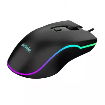 Bedrade verwarmde gaming-muis ActiveJet AMY-W390 — dubbelhandig, optisch 2000 DPI, USB Type-A, 4 knoppen, zwart