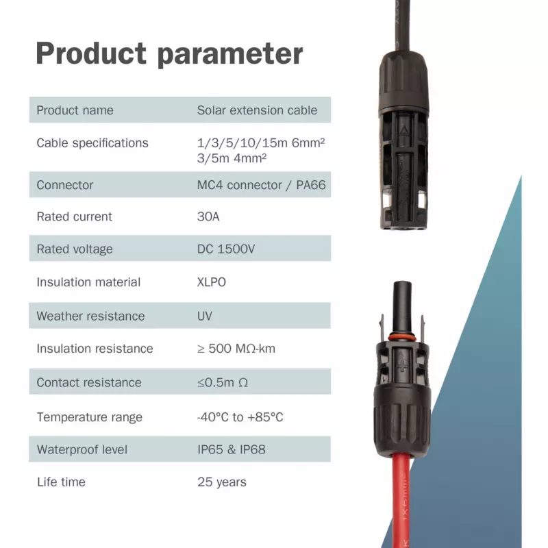 Kabel Digitus DK-SCEC66-0030 6 mm² 3 m MC4 zwart rood
