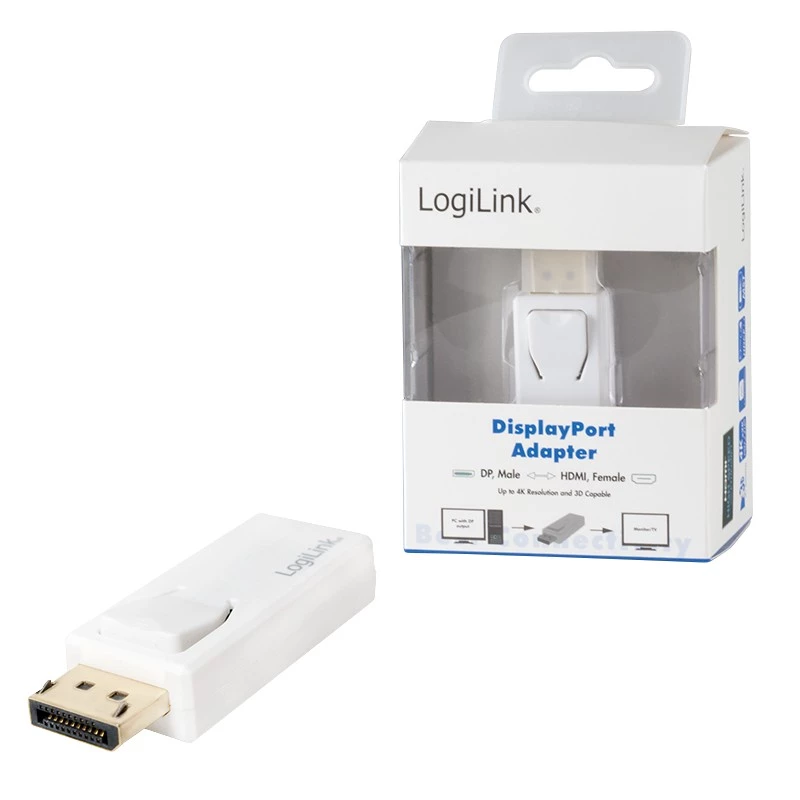 Kabel Gender Changer LogiLink CV0100 DisplayPort naar HDMI wit