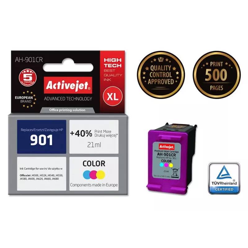 Activejet AH-901CR inkt, vervanging voor HP 901 CC656AE, Premium, 21 ml, kleur