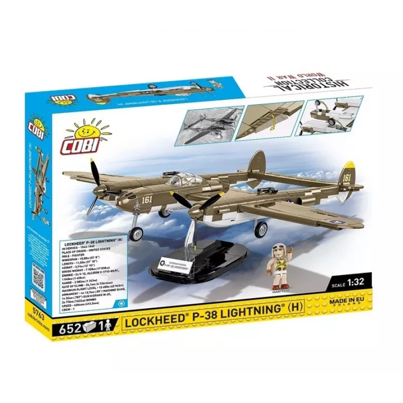 Cobi bouwstenen Lockheed P-38H Lightning set 5763 — schaalmodel bouwpakket, verzamelbaar vliegtuigmodel