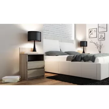 Nachtkastje top e shop M1 SONOMA MAT, eiken afwerking, 2 laden, 400×320×590 mm