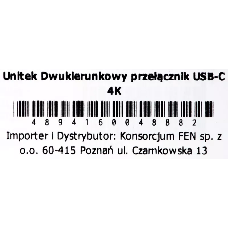 Unitek D1078A bidirectionele USB-C 4K-switch, 2 ingangen en 1 uitgang
