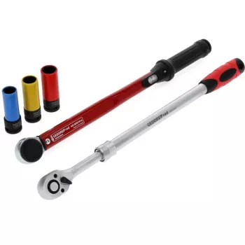 Wielwisselgereedschapset Gedore R69003000 — 5-delige momentsleutelset, zwart/rood