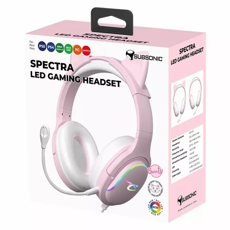 Headset Subsonic Spectra LED gaming headset Sweety roze