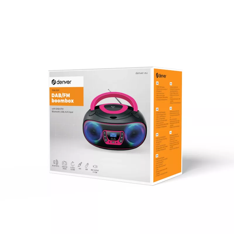 Persoonlijke cd-speler Denver TDB-212P roze 3,6W DAB+ FM
