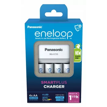 Batterijlader PANASONIC Eneloop Smartplus BQ-CC55 + 4x AA 2000 mAh (K-KJ55MCD40E)