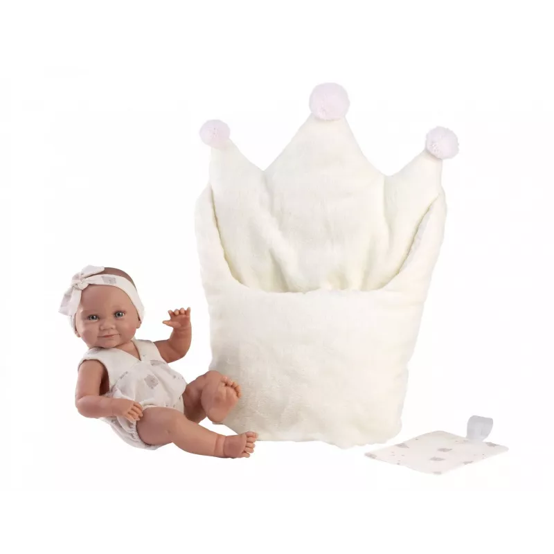 Vinyl babypop 40 cm van Llorens met realistische kenmerken en zachte lichaam