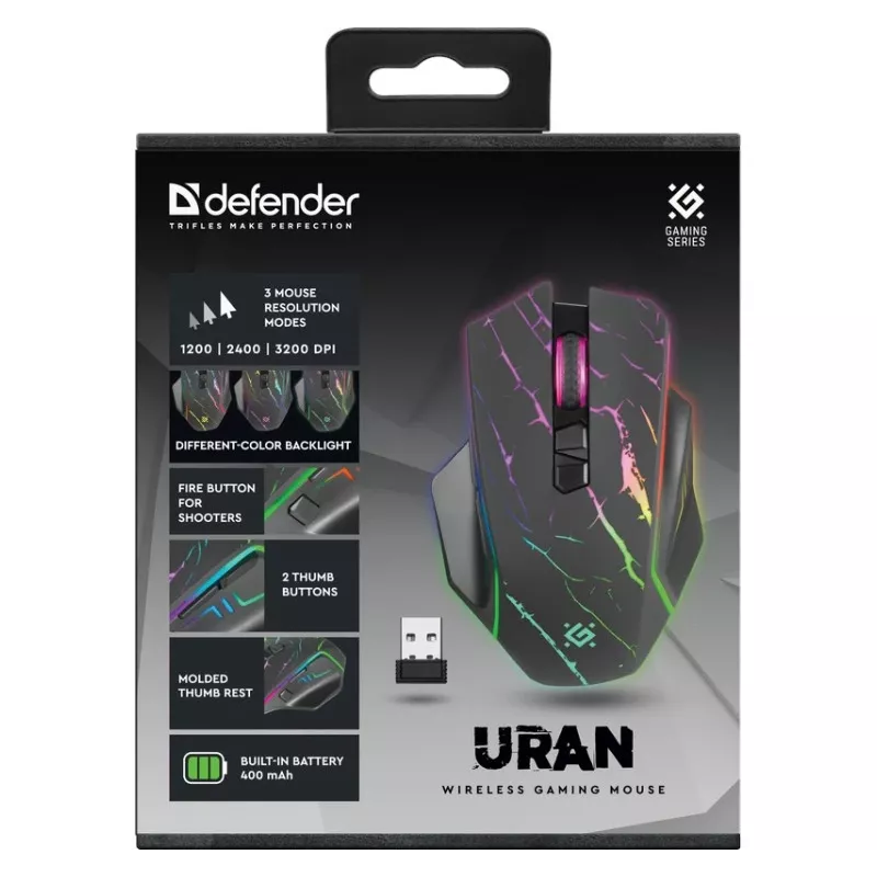 Muis DEFENDER GM-503 URAN OPTIC RF RGB 3200dpi 8P