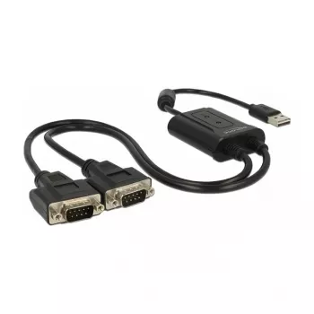 Seriële kabel DeLOCK 63950 USB 2.0 Type-A 2 x RS-232 DB9 zwart 0,6 m