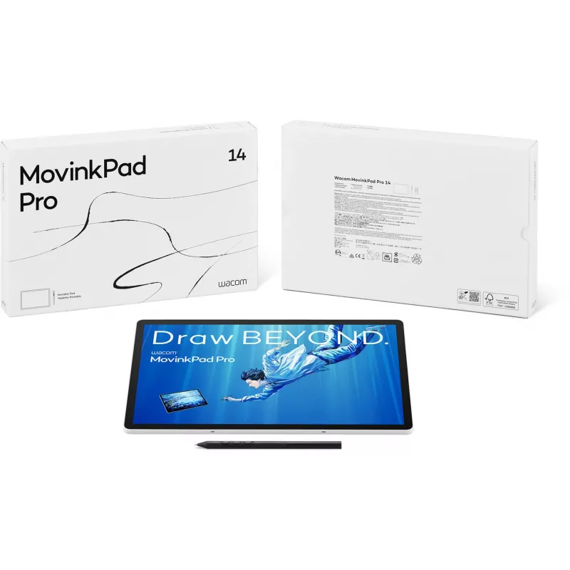 Wacom MovinkPad Pro 14, bedraad en draadloos, 5080 lpi, 302 x 189 mm, USB/Bluetooth, 1 cm, pen