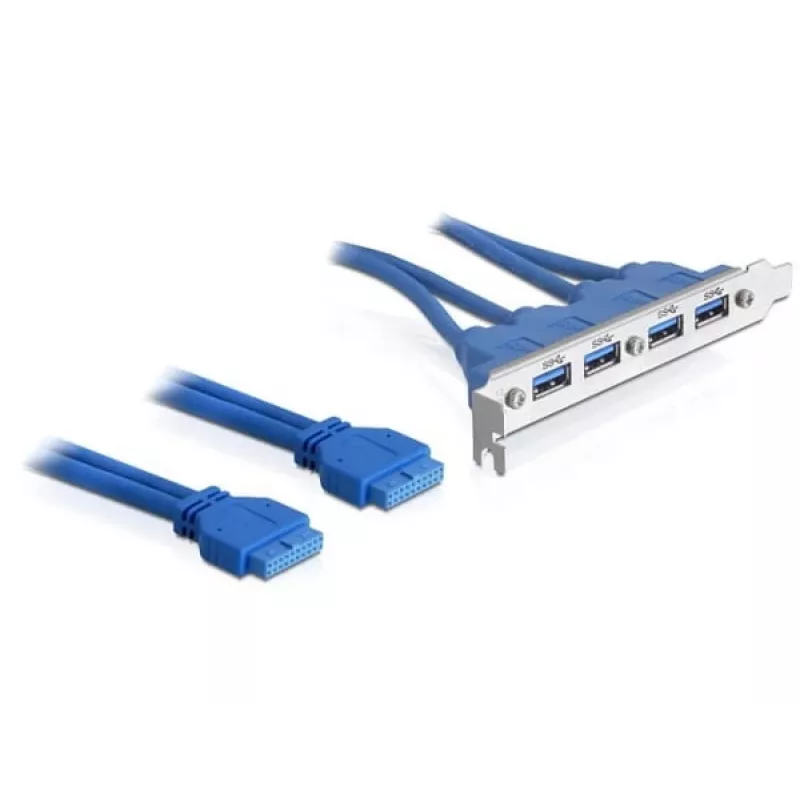 DeLOCK slotbeugel USB3.0 pin header 19 pin 2 x internal > 4 x USB3.0-A bus external - slotbeugel (82974)