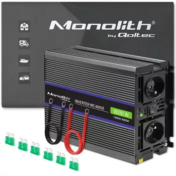 Omvormer QOLTEC Monolith 3000 MS Wave, 12V→230V, 1500/3000W, met USB