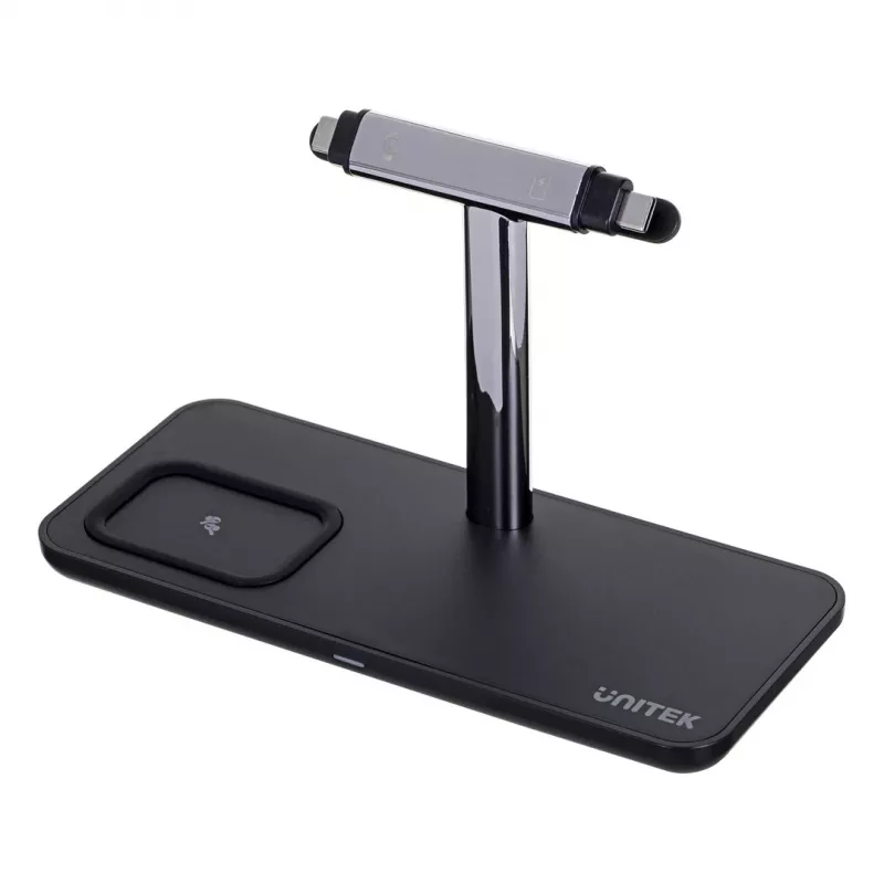 Vrijstaand oplaadstation UNITEK P1212A 15 W draadloos ABS zwart zilver