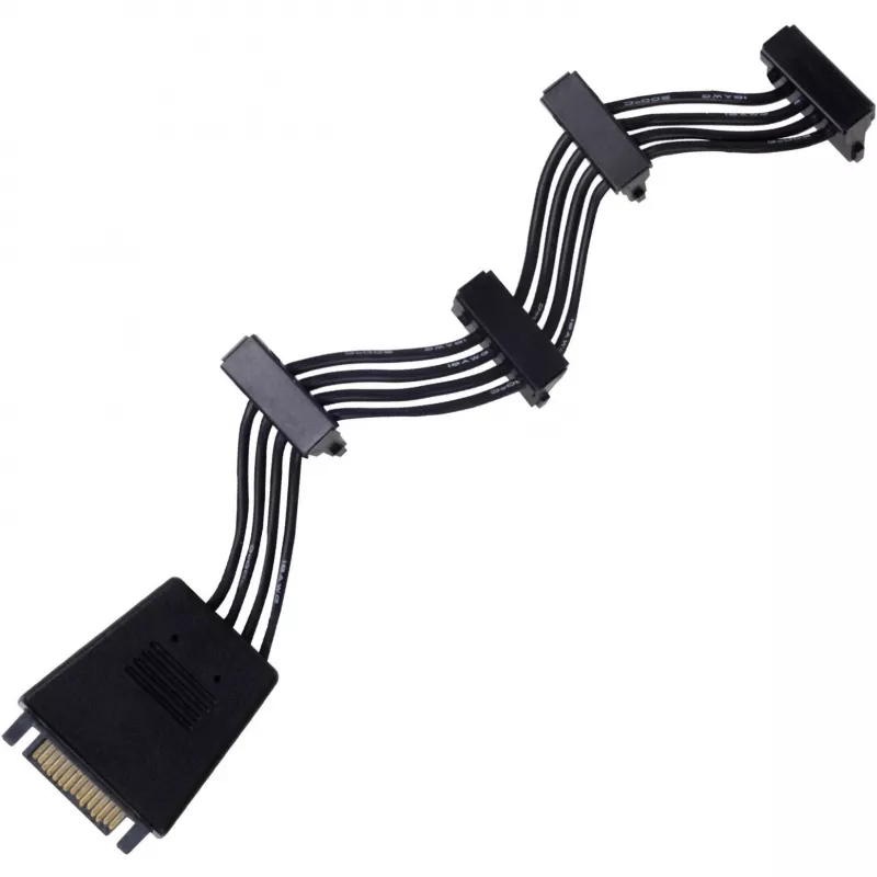 SilverStone SST-CP06-E4 SATA-stroomsplitterkabel, 1x 15-pins naar 4x 15-pins
