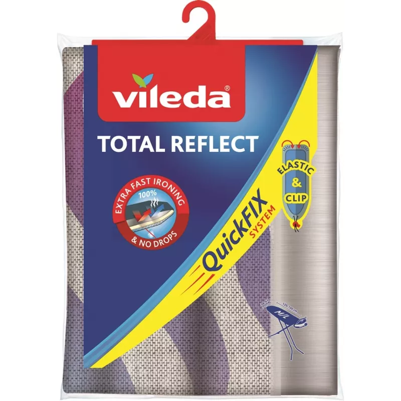 Strijkplankhoes VILEDA Total Reflect blauw grijs wit voor strijkplanken 1300 x 450 mm