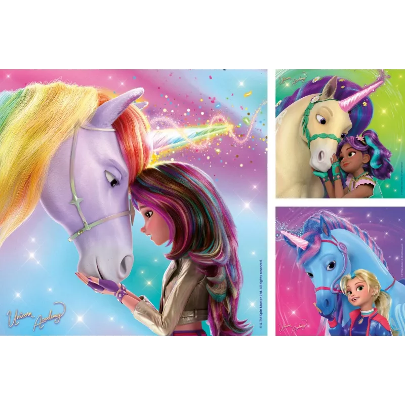 Puzzel Ravensburger Unicorn Academy – 3 x 49 stukjes, set voor kinderen