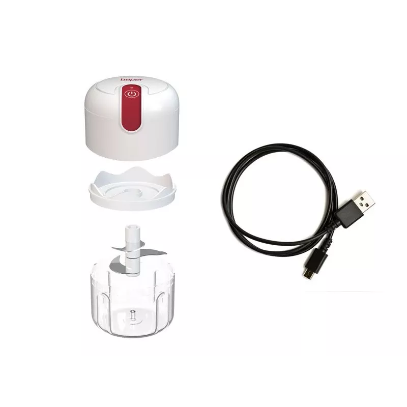 Beper P102ROB050 oplaadbare USB-hakmolen, 0,25 L, 30 W, wit/rood