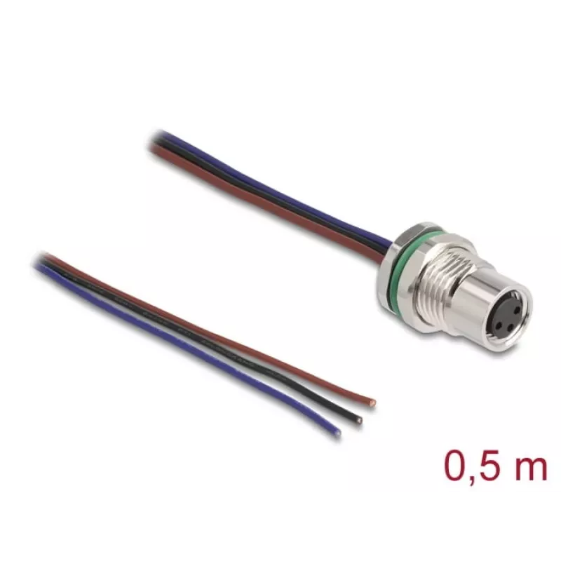 DeLOCK M8 paneelmontage-kabel A-gecodeerd 3-polig bus 0,5 m