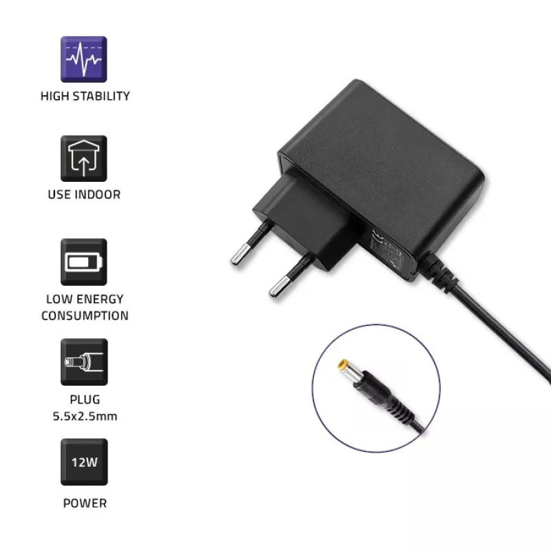 Voeding Qoltec 52401 12 W binnen zwart voor POS-printer