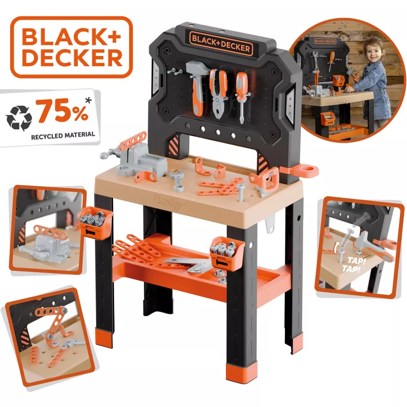Kinder-speelwerkbank SMOBY Black & Decker model 2025 met gereedschap en accessoires