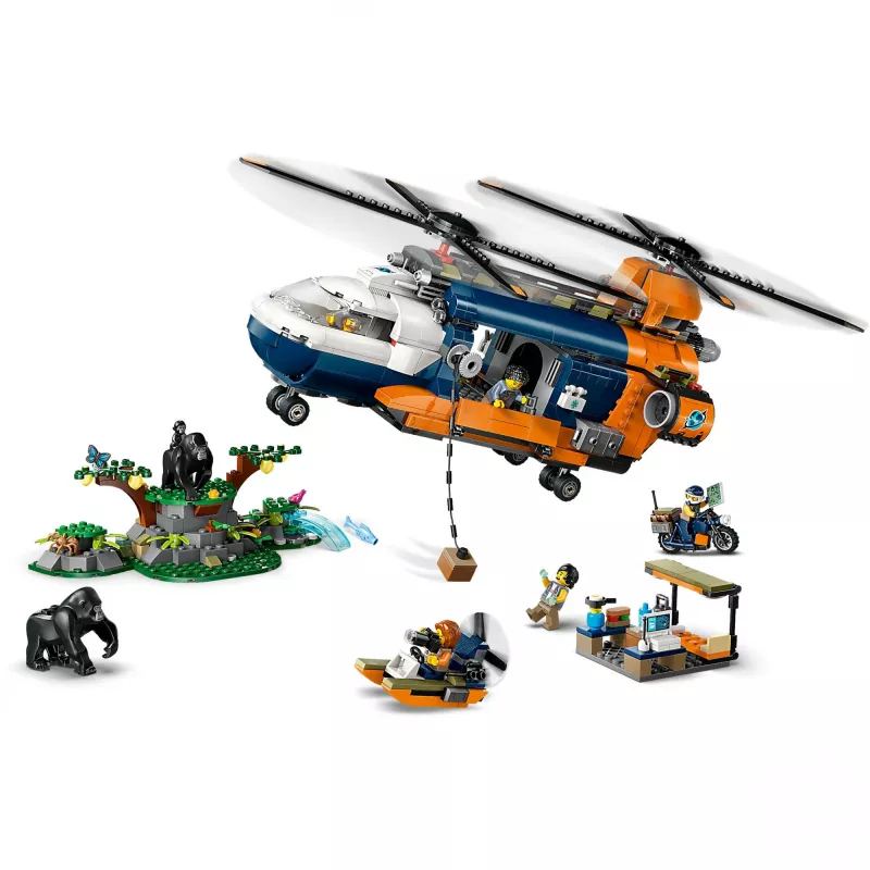 LEGO City 60437 Jungle Explorer-helikopter in basiskamp