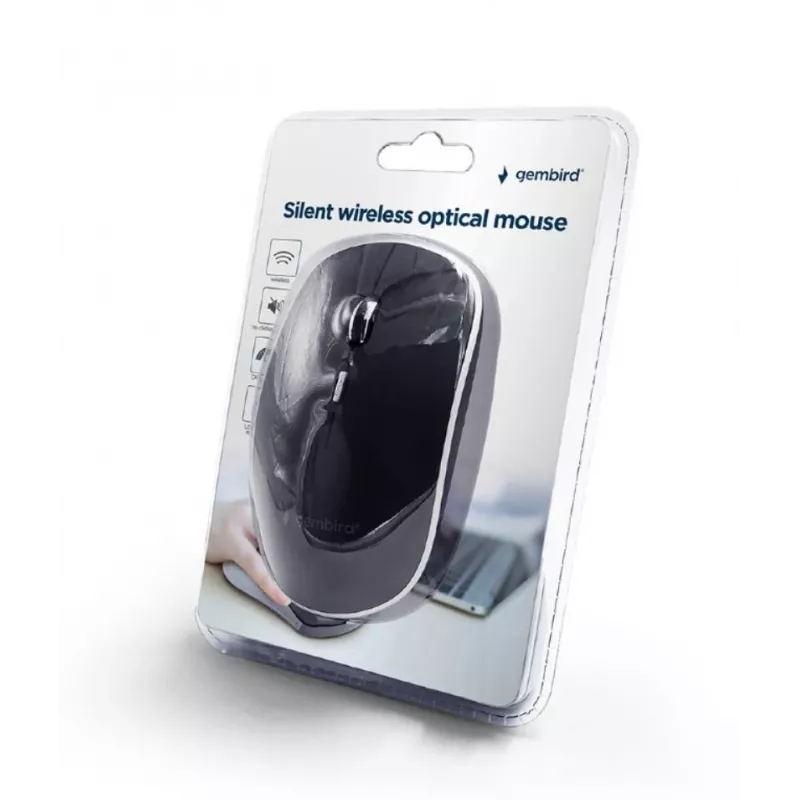 Muis USB OPTICAL WRL zwart/SILENT MUSW-4BS-01 GEMBIRD