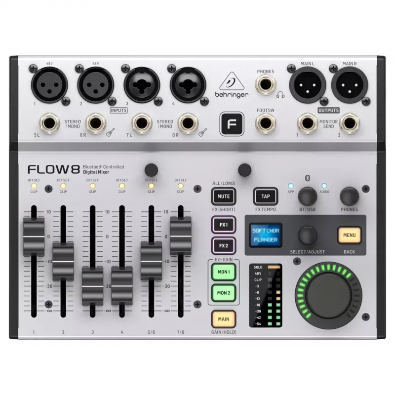 Digitale mixer Behringer FLOW 8 — 8-kanaals USB-audio-interface-mixer