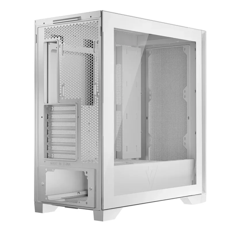 Modecom Volcano Expanse S Midi Tower pc-behuizing, ATX/micro-ATX/mini-ITX, gehard glas, USB-C, videokaart tot 430 mm, wit