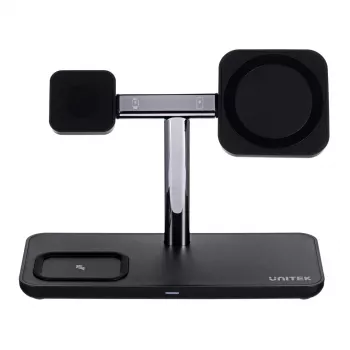 Vrijstaand oplaadstation UNITEK P1212A 15 W draadloos ABS zwart zilver
