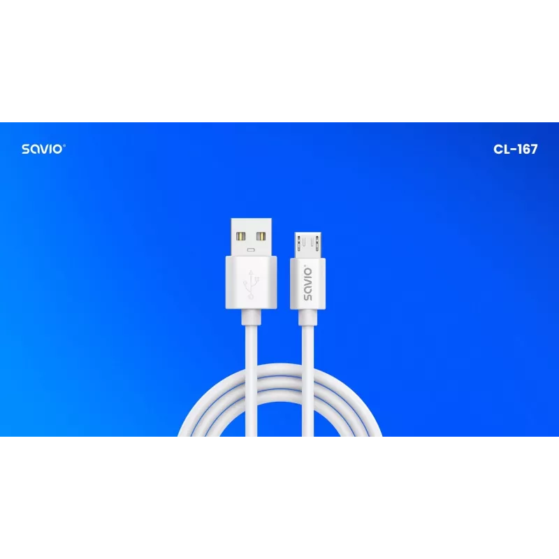 Savio USB 2.0 USB A - Micro USB wit CL-167 3 m kabel
