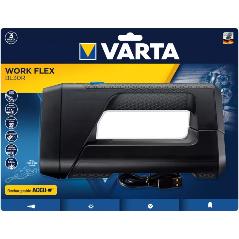 Handzaklamp Varta Work Flex zwart LED 600 lm IPX4 2600 mAh
