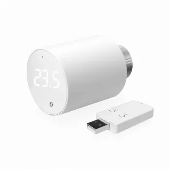 Thermostatische radiatorkraan-set Shelly Heating Control BLU TRV + BLU Gateway Gen. 3 — M30×1,5, Wi‑Fi, AA-batterijen, 78 mm hoogte