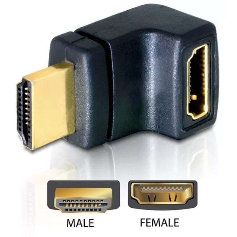 HDMI-adapter DeLOCK 65072 HDMI-stekker naar HDMI-bus, 90° naar boven